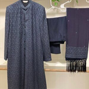 Navy blue fully embroidered Sherwani set